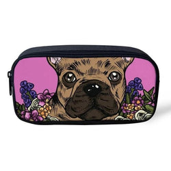 Brown French Bulldog Color Painting Pink Background Makeup/Pencil Bag
