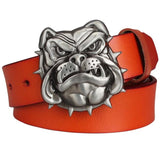 Grinning Angry English Bulldog Spike Collar Leather Belt
