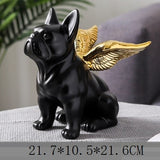 Black French Bulldog Gold Wing Statue Sculpture