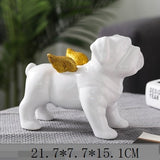 White English Bulldog Gold Wing Statue Sculpture