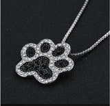 Dog Paw Crystal Rhinestone Pendant Necklace
