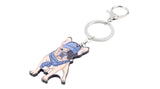 Cartoon Colorful French Bulldog Snap Hook Keychain