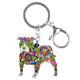 Colorful Pit Bull Mosaic Snap Hook Keychain