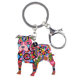 Colorful Pit Bull Mosaic Snap Hook Keychain