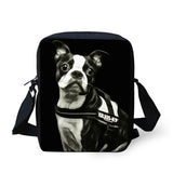 Boston Terrier Portrait, Cartoon Full Image Shoulder Bag