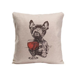 French Bulldog Glass of Red Wine Pillowcase