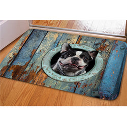 Boston Terrier Head Out Of Circle Doormat