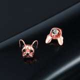 French Bulldog Black Rose Gold Stud Earrings