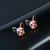 French Bulldog Black Rose Gold Stud Earrings
