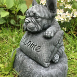 French Bulldog Welcome Statue Yard Garden Decoration Sculpture