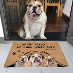 No Need to Knock... We Know You're Here Bulldog Non Slip Floor Doormat