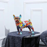 Colorful Graffiti Standing French Bulldog Resin Statue Decoration