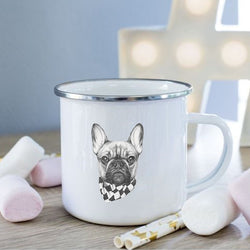 French Bulldog Black and White Checker Coffee Mug
