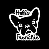 Hello Frenchie French Bulldog Head Outline Sticker