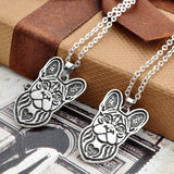 French Bulldog Head Outline Heart Pendant Necklace