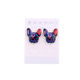 Mosaic French Bulldog Stud Earrings