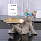 French Bulldog Sitting Down Resin Statue Sculpture Ornament Accessories Holder