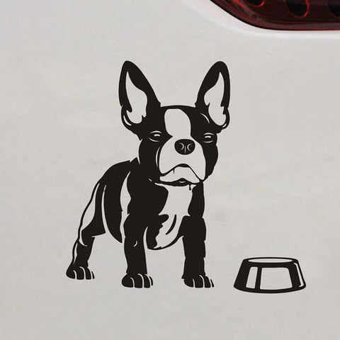 Boston Terrier Dog Bowl Decal Sticker