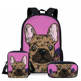Brown French Bulldog Color Painting Pink Background Bag/Backpack Combo