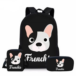Frenchie Bulldog Head Circle Eyes Bag/Backpack Combo