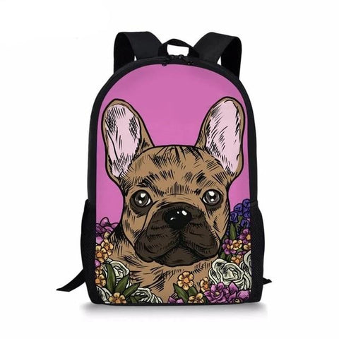 Brown French Bulldog Color Painting Pink Background Backpack