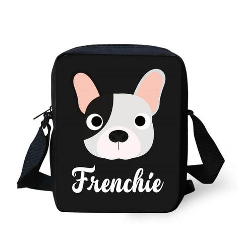Frenchie Bulldog Head Circle Eyes Shoulder Bag