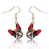 Colorful Make Up French Bulldog Hanging Earrings