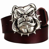 Grinning Angry English Bulldog Spike Collar Leather Belt