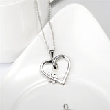 Heart Outline With Dog Paw Pendant Necklace