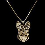 French Bulldog Outline Head Pendant Necklace