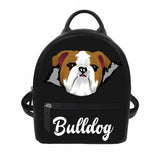 Brown White English Bulldog Text Mini Backpack