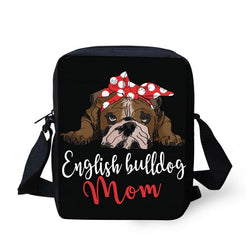 English Bulldog Mom Black Shoulder Bag