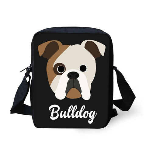 English Bulldog Head Circle Eyes Shoulder Bag