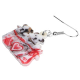 Valentine's Day Love Double Bulldog Hanging Earrings