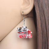Valentine's Day Love Double Bulldog Hanging Earrings
