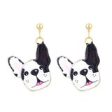 Happy French Bulldog Hanging Stud Earrings