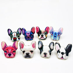 Cute French Bulldog Head Stud Earrings