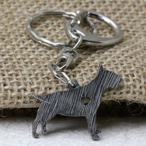 Bull Terrier Mini Heart Wooden Pattern Keychain