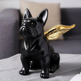 Black French Bulldog Gold Wing Statue Sculpture