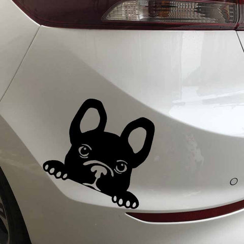 Black French Bulldog Looking Over Sticker
