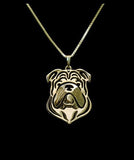 English Bulldog Head Outline Pendant Necklace
