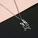 Stainless Steel Frenchie Outline Necklace