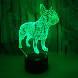French Bulldog 3D Shaped 7 Colors Discoloration LED Night Light Lamp