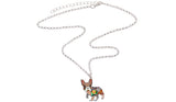 Enamel Alloy Rhinestone French Bulldog Pendant Necklace