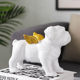 White English Bulldog Gold Wing Statue Sculpture
