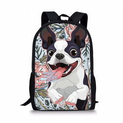 Cartoon Happy Jumping Boston Terrier Backpack