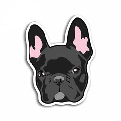 Black Cartoon French Bulldog Head Sticker
