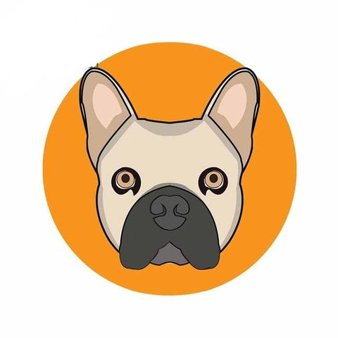 French Bulldog Head Orange Circle Sticker