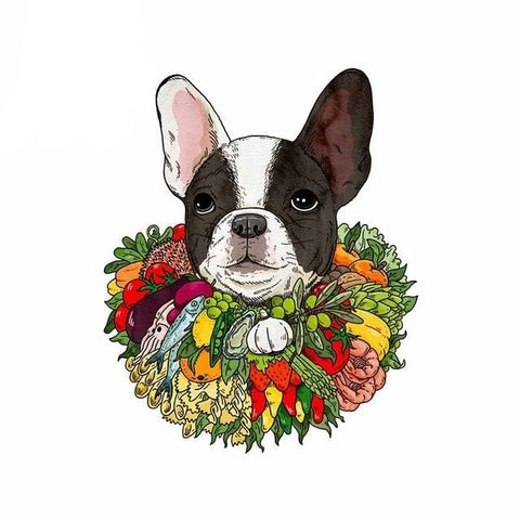 French Bulldog Fruit Food Necklace Colored Sticker