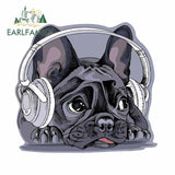Black French Bulldog Headphones Sticker